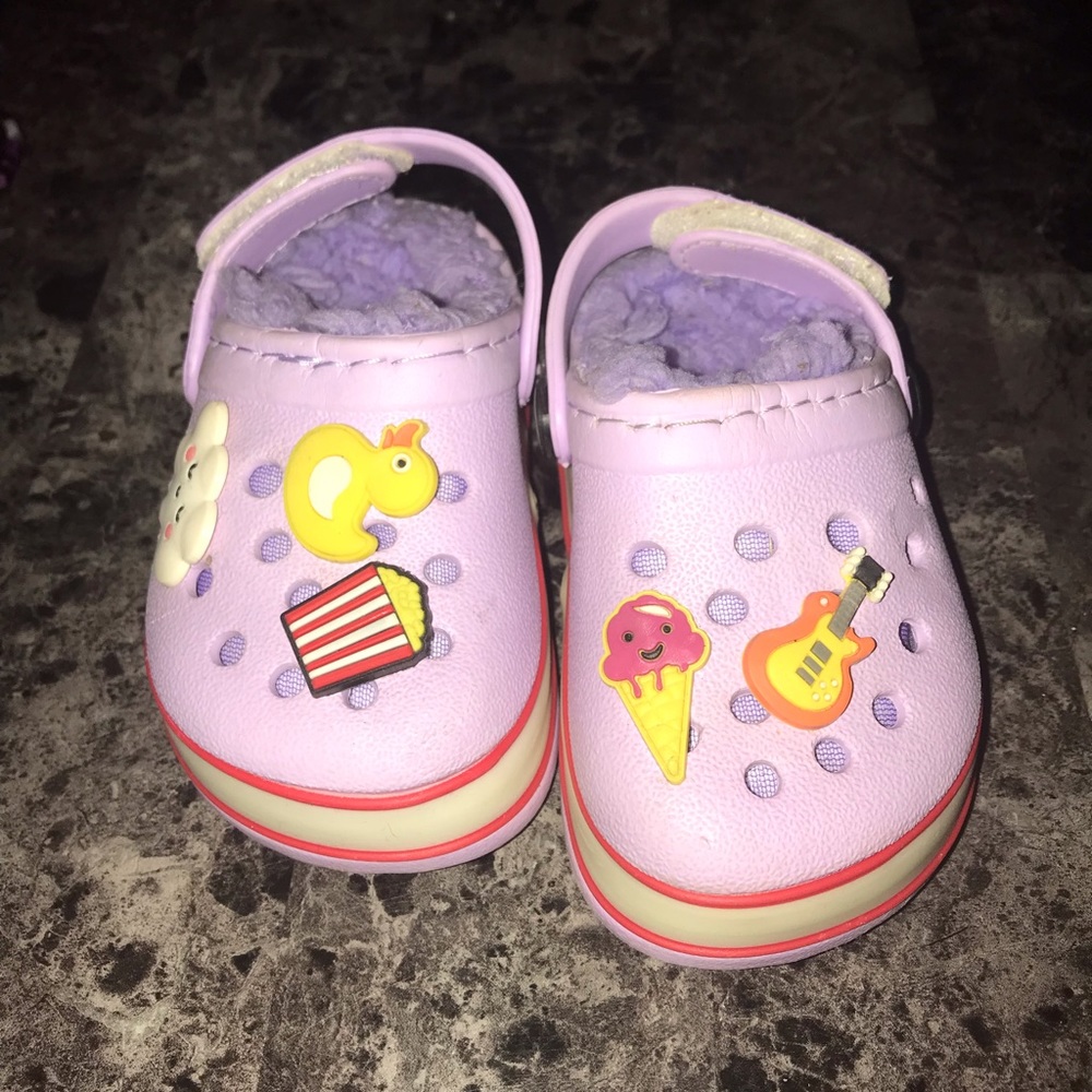 LED light up fur lined clogs